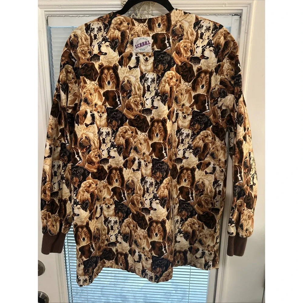 Scrubs Uniform Golden Retriever Collie Shar-pei Do YBeagle Dog Vet  Top Sz M